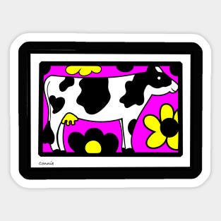 Funny Cow with Flowers Sticker